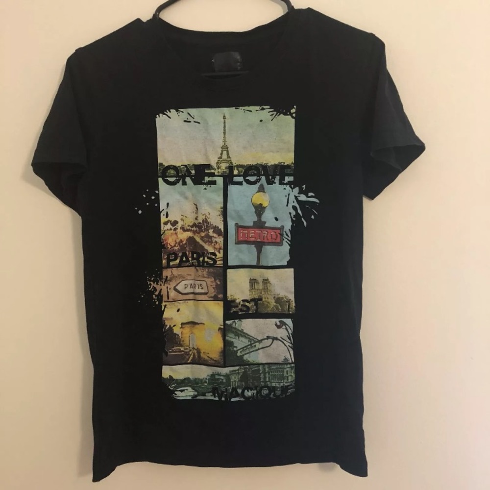 🌺 From Paris Womens Small Top Black Paris Shirt